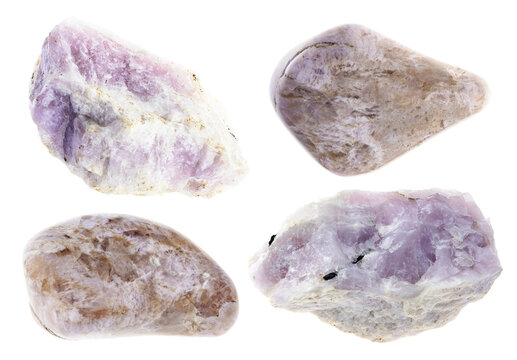 set of various Ussingite stones cutout on white