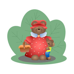 She-bear with a teddy bear. Cartoon vector illustration