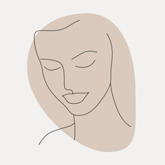 Woman's face in one line. Abstract vector illustration