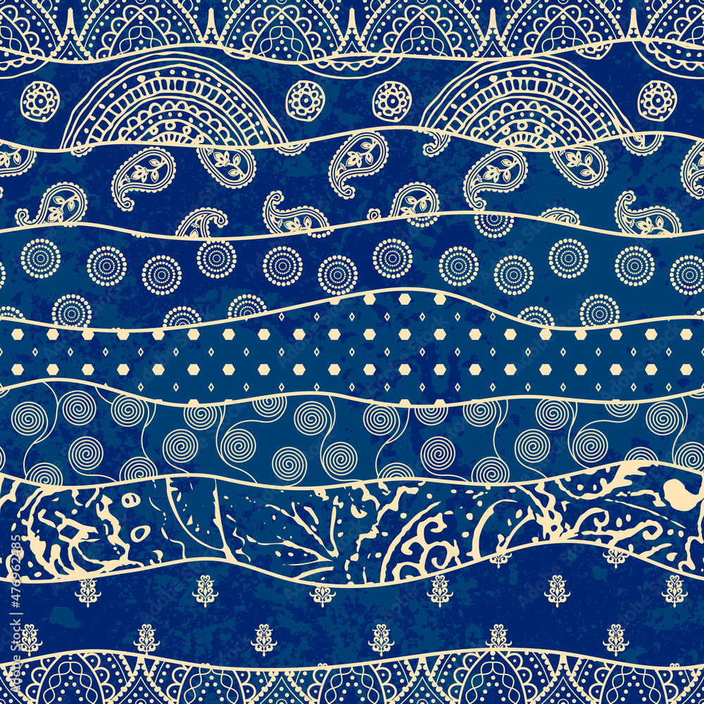 Poster Patchwork textile pattern. Seamless quilting design background.