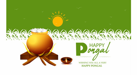 Happy Pongal Holiday Harvest Festival of Tamil Nadu South India background
