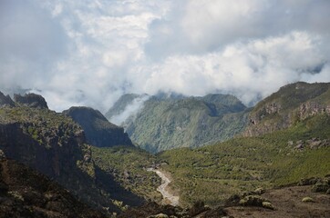 landscape on the kilimanjaro tanzania, trekking on the highest mountain of africa