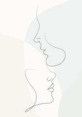lovers on a soft background in illustrator only with lines
