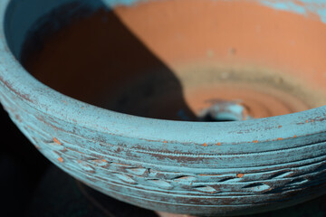 Details of blue ceramic pot