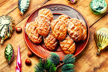 New Year pastry, gingerbread cones.