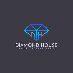 Vector DH Letter logo template with diamond and house, Perfect to use for construction, Real Estate and Mortgage.