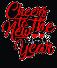 Happy new year lettering vector, typography vector	
