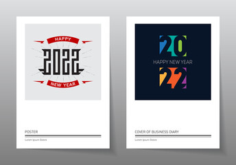 Set of bright new year posters. 2022. Cover of the calendar or business diary. Illustration. Vector.