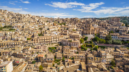 Fototapeta na wymiar Beautiful View of Modica City Center frome Above, Ragusa, Sicily, Italy, Europe, World Heritage Site