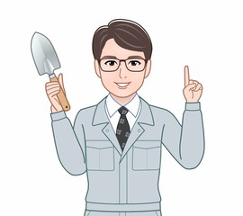 作業着を着た若い男性