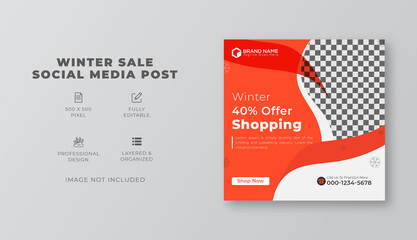 Winter sale shopping marketing social media post banner design