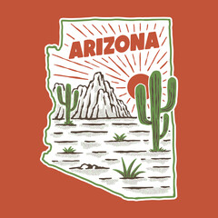 Arizona map illustration - obrazy, fototapety, plakaty