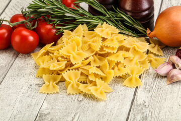 Raw Italian farfalle pasta for cooking