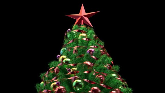 Christmas tree rotating - 3d render looped with alpha channel.