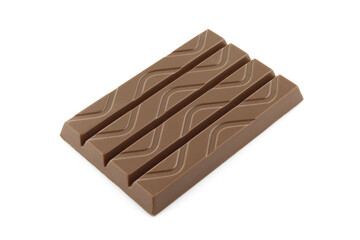 Wafer covered with milk chocolate and isolated on white background. Dessert choco snack