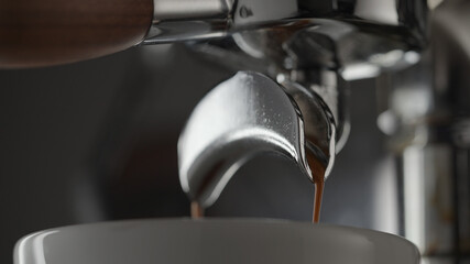 pour double espresso with professional coffee machine