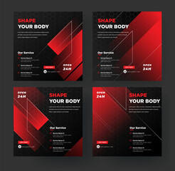 Social media banner gym fitness vector template
