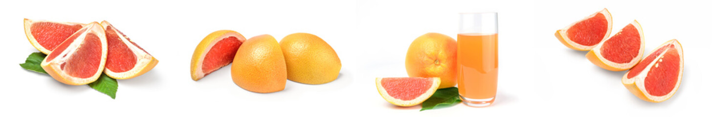 Set of grapefruit on white