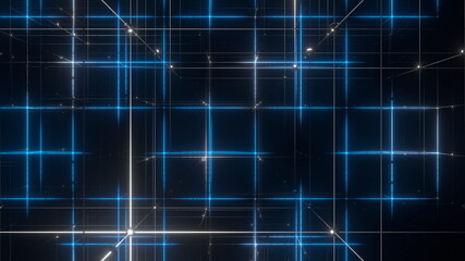 グリッド 面心立方格子構造 立体 ワイヤーフレーム 青 [別Verあり]