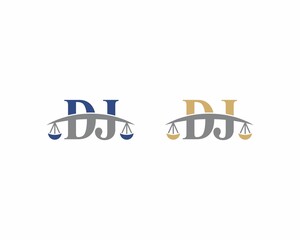 Letters DJ Logo With Scale of Justice Logo Icon 001