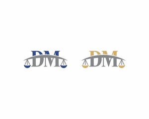 Letters DM Logo With Scale of Justice Logo Icon 001