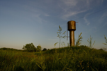 water tower in the post-soviet countryside