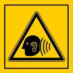 mssn99 MachineSafetySignNew mssn - Maschine / Warnzeichen: Maschinenkennzeichnung einzeln - Gefahr durch L&auml;rm - Ohr Verletzungsgefahr . ear pain . danger noise . sound waves . g11044