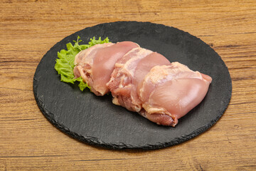 Raw chicken boneless and skinless leg