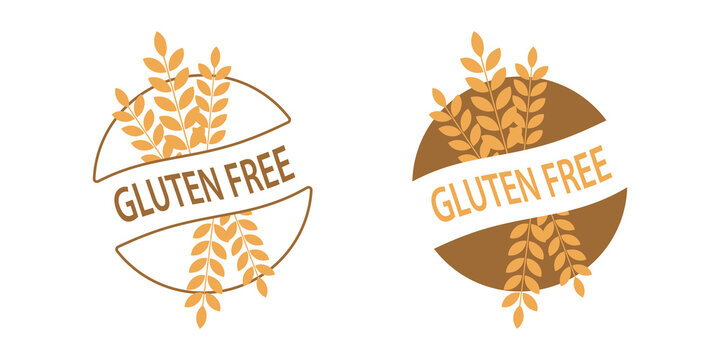 Gluten-free icon. Healthy food. Allergy to cereals and diet logo. A set of two icons isolated on a white background. Vector illustration.