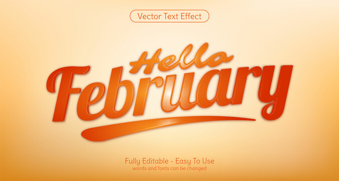 Three dimension editable text Hello February, style effect template