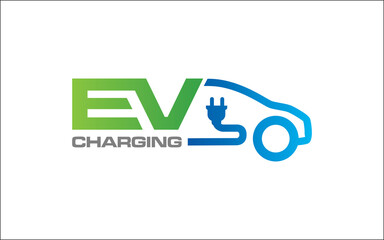 Illustration vector graphic of modern electric charging car Logo Design template