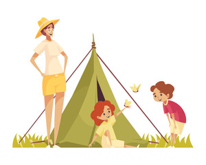 Family Outside Tent Composition