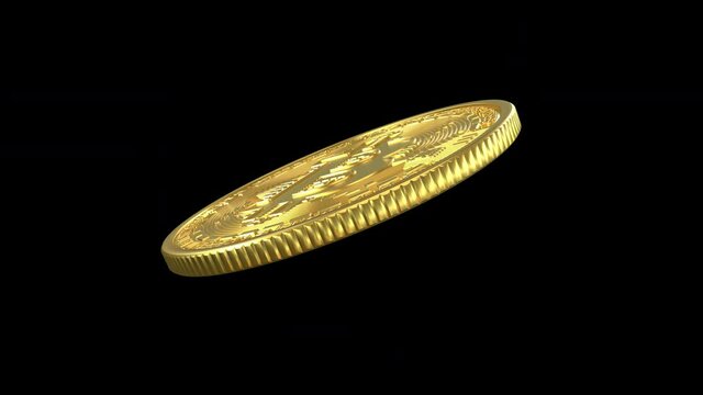 Cryptocurrency gold bitcoin &ndash; 3d render looped with alpha channel.