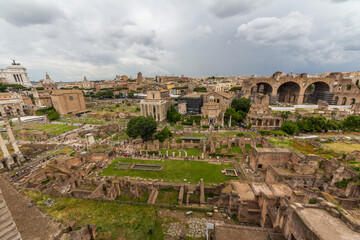 Fototapeta na wymiar Ruins of Forum Romanum on Capitolium hill in Rome
