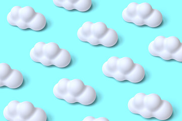 Bright clouds pattern background. 3D illustration