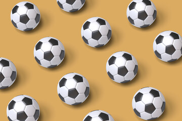Soccer balls pattern background. 3D illustration.
