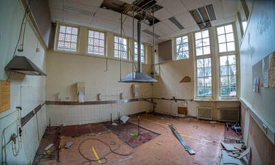 Interior of an old building that is being demolished - 476978610