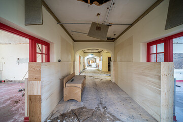 Interior of an old building that is being demolished - 476978627