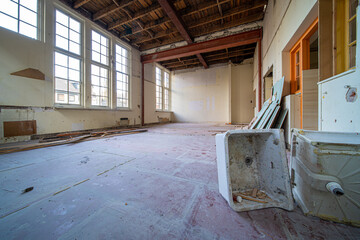 Interior of an old building that is being demolished - 476978639