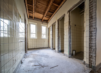 Interior of an old building that is being demolished - 476978683