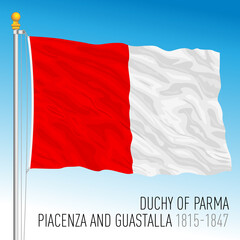 Duchy of Parma, Guastalla, Piacenza historical flag, Parma, ancient preunitary country, Italy, 1815 - 1847, vector illustration