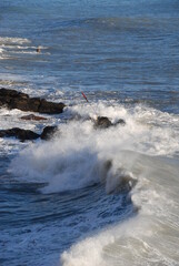 seascape on the coast of Boccadasse in Genoa in Liguria