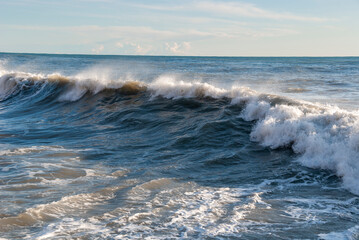 seascape on the coast of Boccadasse in Genoa in Liguria
