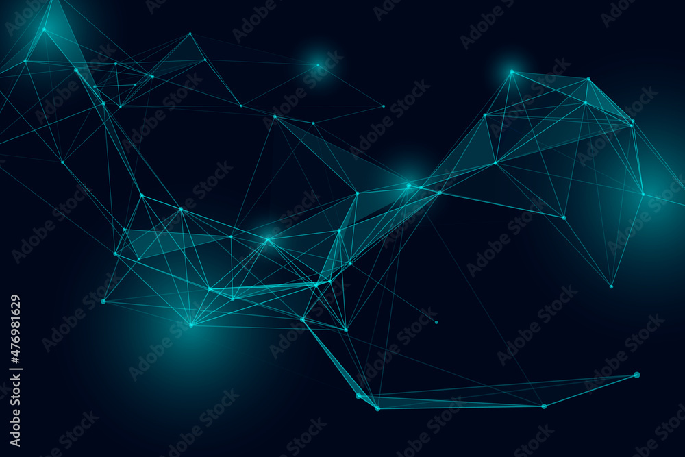Poster Plexus Polygonal Futuristic Minimalistic Geometric Pattern Vector Background.
