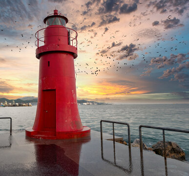 sunset in la spezia , italy
