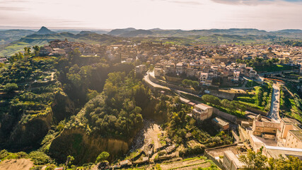 Aerial View of Mazzarino, Caltanissetta, Sicily, Italy, Europe
