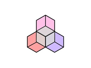 Three box Hexagon  3D Logo (2800 x 2100 px)