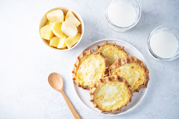 Rye pies with potatoes, Russian and Finnish cuisine. Karelian Pirakka