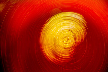 Long exposure concept background photo of bubbles in tea while spinning. The idea of space, time,...
