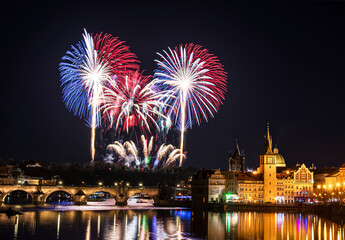 Fototapeta premium New Years Eve In Prague, Czech Republic 